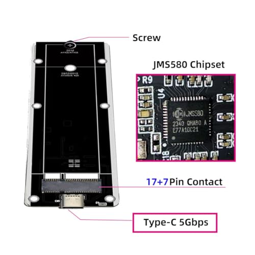 Case externo para SSD Mac 7+17Pin USB 3.0 Type-C miniatura 7