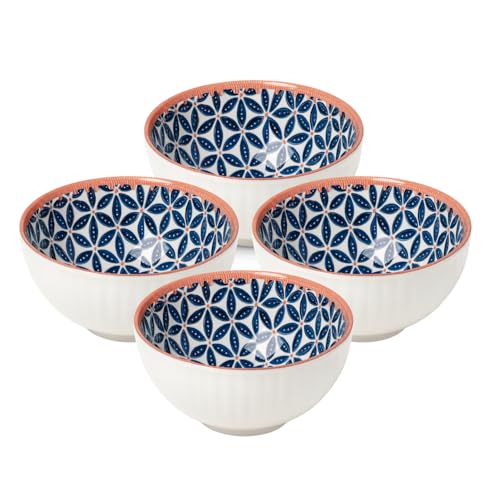 Image of Lellow Ceramic Bowl Set of 4 | Microwave Safe | Dishwasher Safe | Lead-Free Food Grade Glazed Bowls | Ideal for Soup, Salad, Dessert Serving- Honeycomb