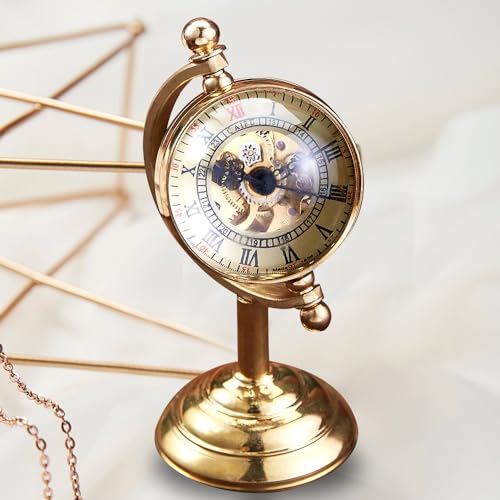Image of Unique Ball Shaped Uncovered Mechanical Pocket Watch for Men, Roman Digital Dial Mechanical Pocket Watch with Chain
