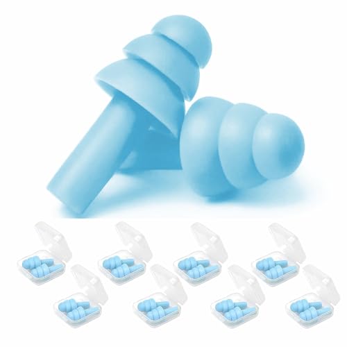 Image of Ear Plugs, Reusable Earplugs for Sleeping Noise Cancelling - Super Soft, Silicone Ear Plug for Sleeping 8 Pairs, Swimming, Snoring, Concerts, Work, Noisy Places