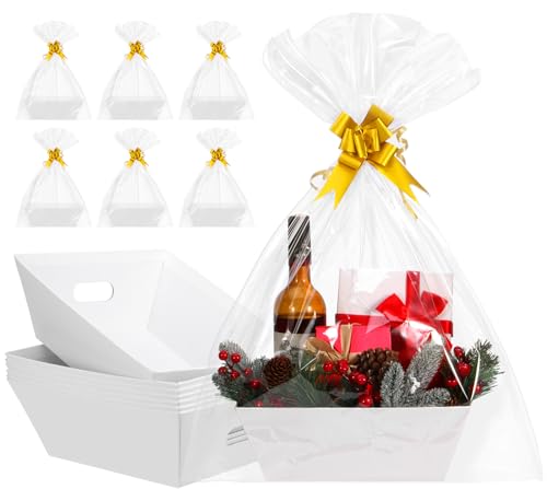 AFOROEOA 10PACK White Baskets For Gifts Empty, 10x12”Thick Kraft Gift