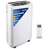 SereneLife Aire Acondicionado Portátil, 13.000 BTU, Móvil, Silencioso, Deshumidificador, Ventilador, Kit Escape Ventana, Mando a distancia, Ideal para la casa y oficina