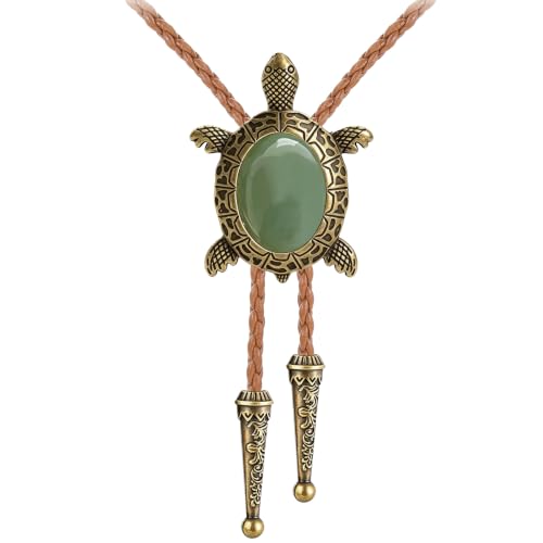 Image of Jeilwiy Bolo Tie for Men Western Cowboy Tie Necklace Gold Bolo Tie Leather Necktie Halloween Tie Accessories for Women
