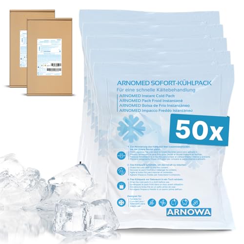 50x ARNOMED Einweg Sofort Kühlpads 12x15cm Kühlpack zum Knicken