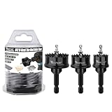 Vearter Bi-Metal Hole Saw Kit 3PCS, 7/8'' to1-3/8'' M42 Bimetal Hole Saw Set, Thin Wall Cobalt Drill Hole Cutter with Arbors for Wood, Sheet Metal, Copper, Plaster, PVC, Steel Plate, Drywall, Black