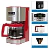 Koolatron Kenmore 12-cup Programmable Drip Coffee Machine + 2-Slice Toaster with Extra Wide Slots Self-Adjusting Bread Guides and Removable Crumb Tray, Red and Stainless Steel