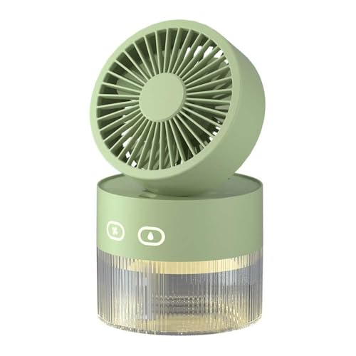 Wmool Ventilador de escritorio USB con pulverizador, ventilador portátil de refrigeración de escritorio de 3 velocidades, luz humidificadora pequeña, plegable noche S, humidificación fría