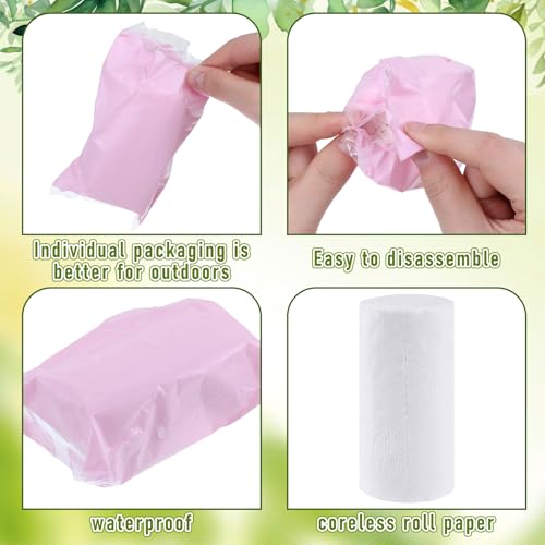 Image of Affrolling 12 Rolls Travel Toilet Paper to Go Packs Soft Bulk, Pink