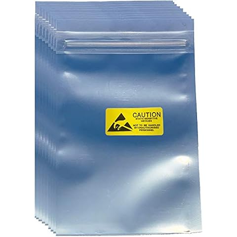 Daarcin 100pcs 3.93X5.9in(10X15cm) Anti Static Bags,ESD Bags Resealable for SSD HDD with 100pcs Labels, Antistatic Bags for Hand Drive or Varieties of Electronic Device Cover