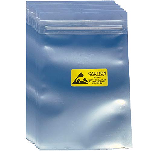 Daarcin 100pcs 3.93X5.9in(10X15cm) Anti Static Bags,ESD Bags Resealable for SSD HDD with 100pcs Labels, Antistatic Bag for Hand Drive or Varieties of Electronic Device