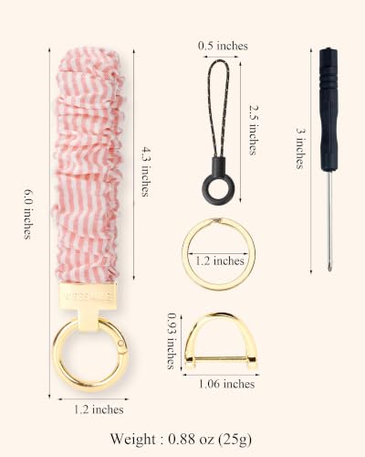 Image of WEESMILE Scrunchie Keychain Wristlet for Car Key Chain with D Key Ring