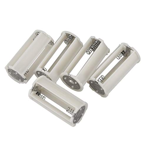 Lizusidtsy Serial Connection Cylindrical 3X 1.5V AA Battery Plastic Holder 5 Pcs, White, Silver Tone, 037290