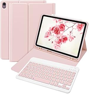Bettdow Keyboard Case for iPad Air 5th/4th Generation, Detachable Wireless Color Keyboard, Slim Case with Pencil Holder for 10.9 Inch iPad Air 5th Generation 2022/Air 4th Generation 2020, (Pink)