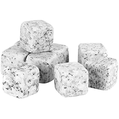 Grenhaven whisky stone made of natural soapstone "on the rocks" cooling stones with practical fabric bag. 9er Set Whisky Steine Granit Cover