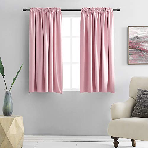 Image of DONREN Pink Curtains for Kids Room - Home Decoration Privacy Protection Blackout Thermal Insulated Window Drape with Rod Pocket (Set of 2 Panels,42 x 45 Inch)