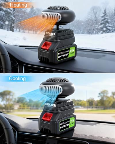 Battery Operated Heater Cordless, Portable Heater Car Window Defroster with Two 3000mAh Rechargeable Battery Powered Heaters with Anti Tilt Design for Cars/Camping/Indoors(60 Minutes Life) - Image 7
