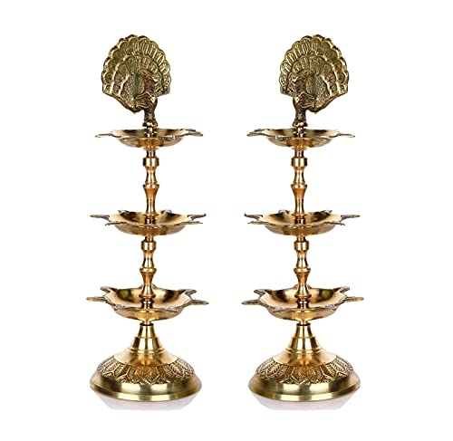 Standing Indian Brass Peacock Diya