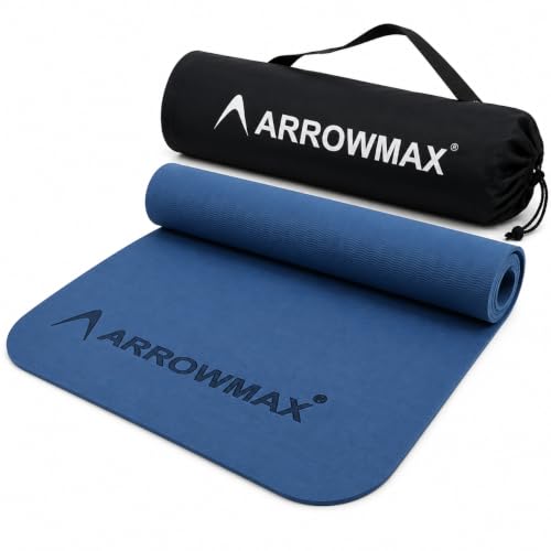 Arrowmax 4mm Yoga Mat with Carry Cover for Men & Women, Anti-Skid...