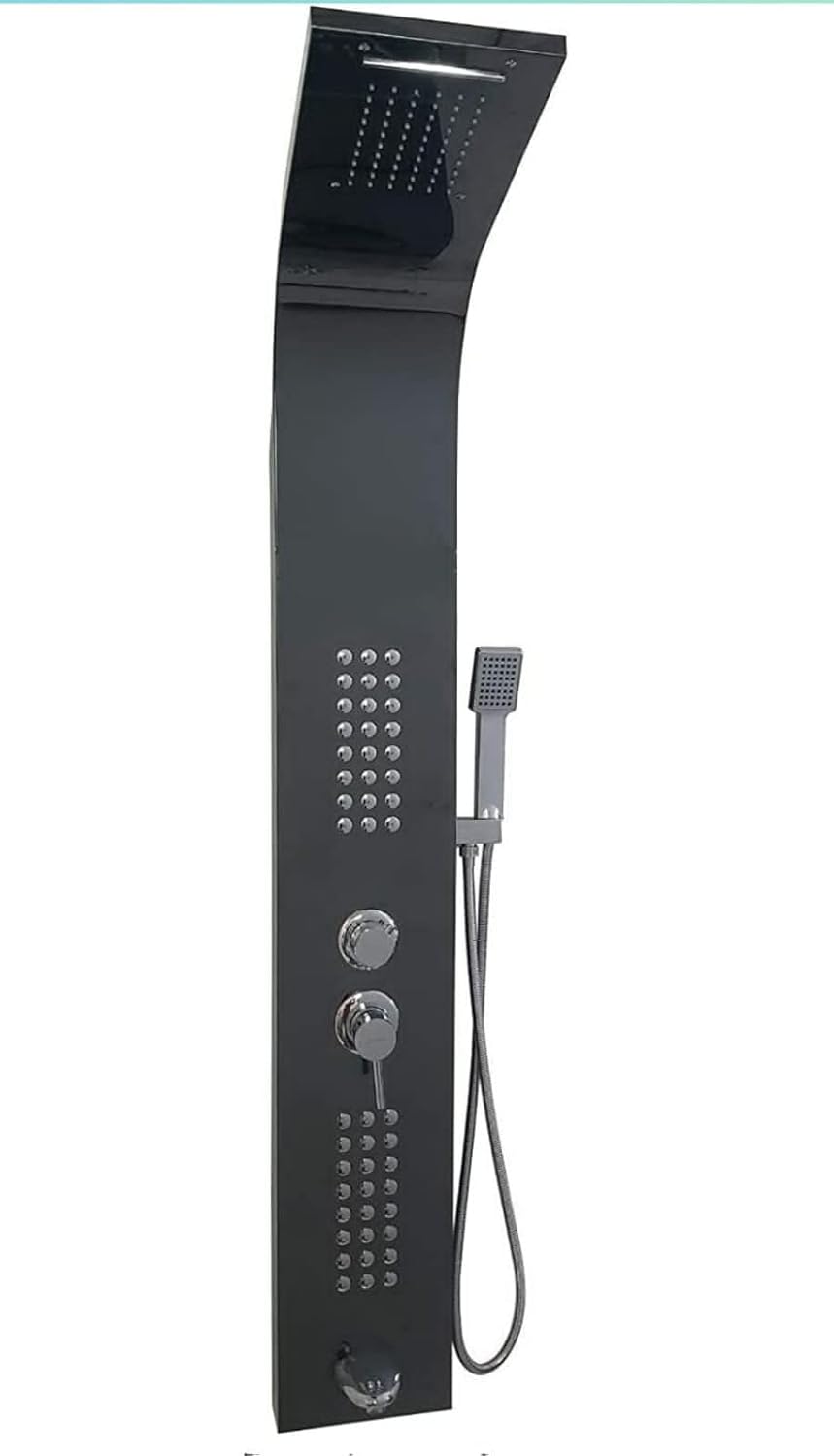 DIVINE IMPEX Black Modern Waterfall Rain Shower Panel, Black Amazon