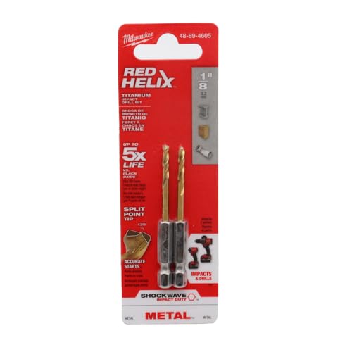 Milwaukee Shockwave™ RED Helix™ 1/4 Hex Shank Impact Drill Bits 1/8 Pack of 2