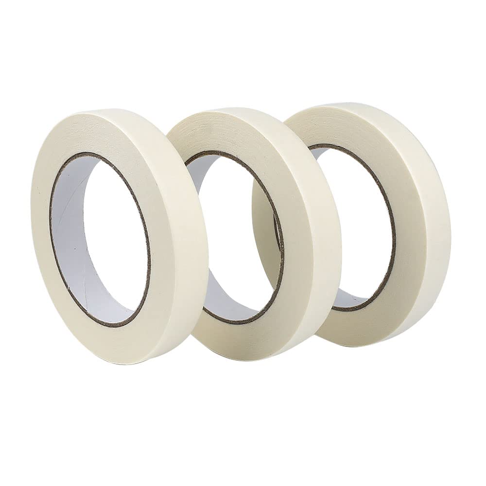 3 Pack White Masking Tape - 0.7 inch x 55yds. General Purpose Painters Tape for Safe Wall Painting,Office,Labeling, Edge Finishing: Tools & Home Improvement