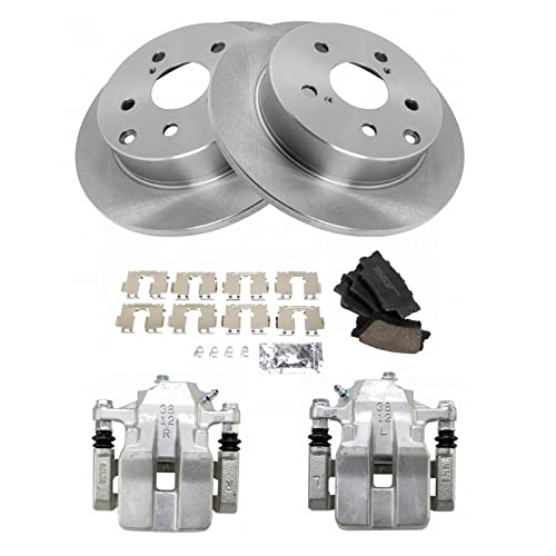Image of TRQ Rear Ceramic Brake Pad and Rotor Set Includes Calipers