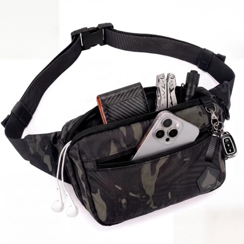 Image of HighSpeedDaddy Carry Fanny Pack - 500D Water-Resistant Nylon, Quick Access CCW Pocket, YKK AquaGuard Zippers, EDC Bag with Adjustable Waist (upto 49 inch), Everyday Carry for Men & Women - Black Multicam