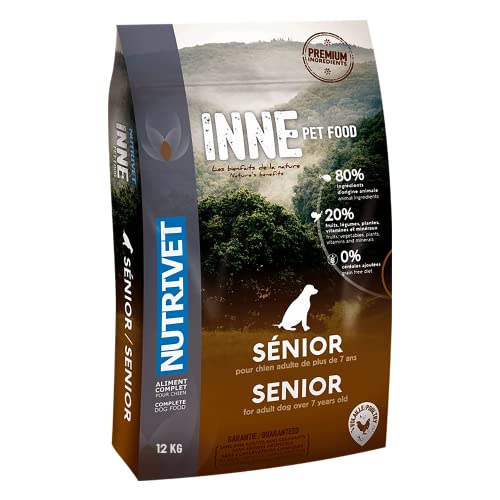 NUTRIVET - INNE CHIEN - Croquettes sans Céréales - Chien senior - Volaille - 80 % d'ingrédients d'origine animale - 12 kg