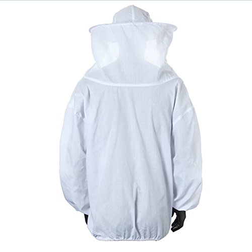 Beekeeping Veil With Bee Keeping Suit - Professional Small/Medium Beekeeper Jacket Pull Over Smock Round Hat & Protective Long Sleeve Beehive Supplies For Head Neck Face Protection (1 Piece, White)