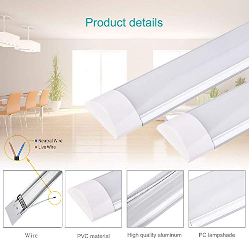 Image of Sararoom 10Pcs 2FT LED Shop Light Fixture 20W LED Wraparound Light, 2400lm,3200K Warm White, 60cm 23.6inch LED Garage Closet Light Ceiling Light for Office Home Basement, No Plug, No Ground Wire