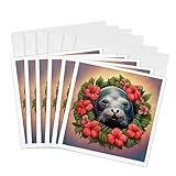 3dRose Greeting Cards - Cartoon Tattoo Art Of Hawaiian Monk Seal With Hibiscus - 6 Pack - Acrylic Painting - Hawaiian Monk Seal