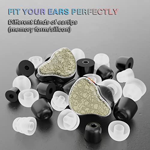 Image of BASN Bmaster5 in Ear Monitors, 1DLC Diaphragm+4BA 5 Drivers IEM Earphones with Silver-Plated OFC Cable, Noise Isolation Wired Earbuds for Musicians (Starlight Gold)