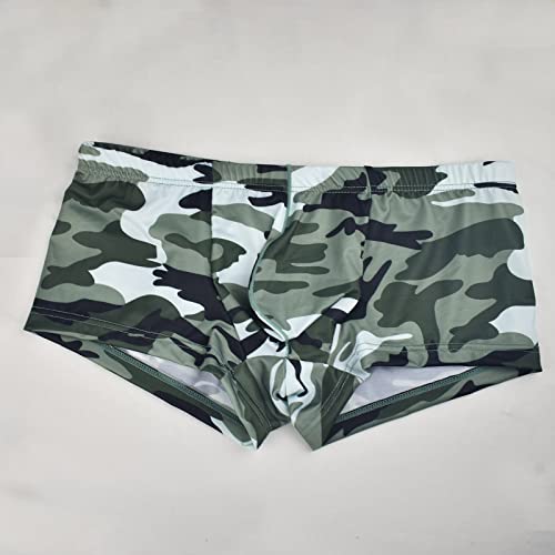 Men’s Sexy Camouflage Military Low Rise U Pouch Underwear Boxer Brief Panties Workout Shorts Swimwear Trunks3