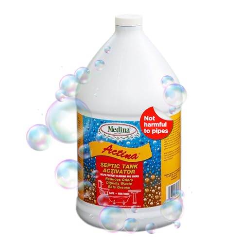 Medina Actina Toilet Clog Remover - Natural Sink Drain Cleaner Liquid for Effective Waste Digestion and Odor Control - Reduced Maintenance in Shower Drain Clog Remover (128 OZ)