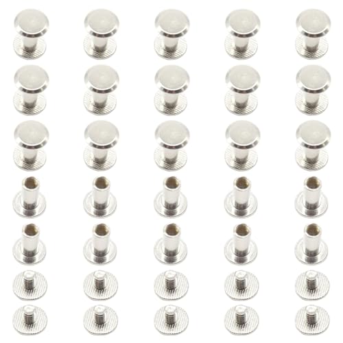 Ruidee Juego de 100 tornillos Chicago M5 x 10 mm, remaches de cabeza plana redonda para álbumes de cuero (DZBD/M5 x 10)