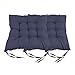 Stuhlkissen für den Außen- /Innenbereich, Sitzkissen aus verdicktem Korbgeflecht, einfarbige Sitzkissen mit Krawatten für Küchen-Esszimmerstühle Terrassenkissen, 40 x 40 cm, Marineblau, 4er-Pack