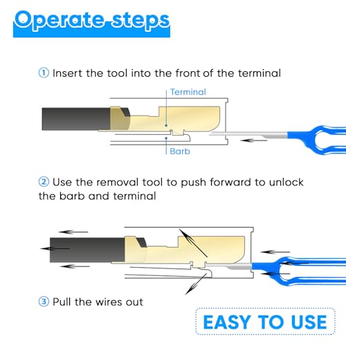 Image of Terminal Removal Tool Kit 41 Pcs Depinning Tool Electrical Connector Pin Removal Tool Kit Pin Extractor Tool Set Wire Terminal Release Tool for Automotive Car Household Devices - Blue
