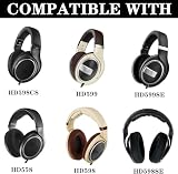YunYiYi HD598CS HD599SE wymienne nauszniki kompatybilne z Sennheiser HD599, HD598, HD558, HD598SE – welurowe wygodne nauszniki z instrukcją instalacji wideo (brązowe)