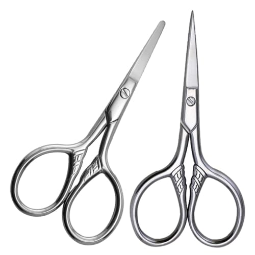 Outanaya Ergonomic Eyebrow Grooming Scissors 2 Pcs Set Fine and Tips Stainless Steel for Precise Trimming