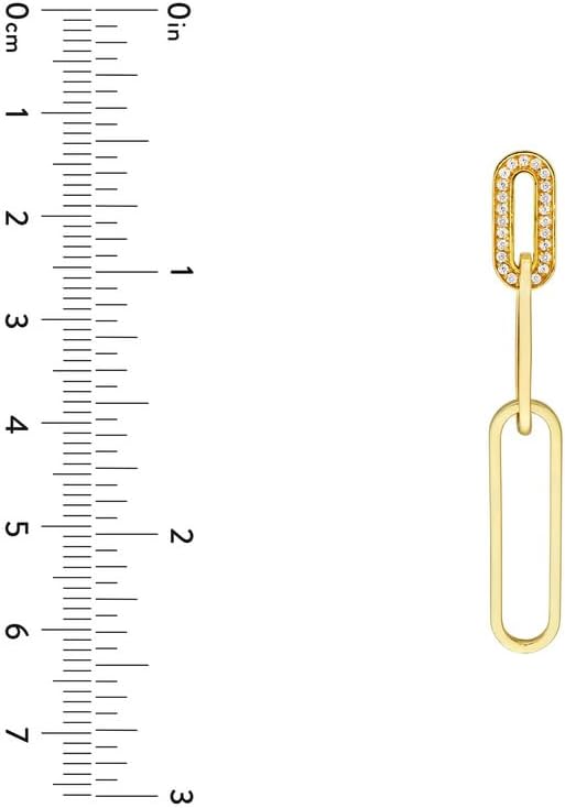 14k Yellow Gold .25tcw Diamond Trim Paper Clip Long Drop Dangle Earrings Clip on Earring for Women