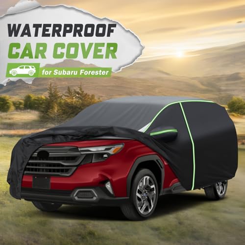 Image of Mixsuper Liner Car Cover for Forester 2009-2026, All Weather Car Cover for Forester, 7 Layers Waterproof Full Car Covers with Zipper Door Reflective Strips