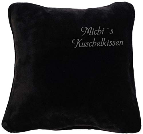 KringsFashion Kissen Kuschelkissen mit Name, 50 x 50 cm, schwarz, Stickfarbe anthrazit, Wunschtext individuell eingestickt; Hülle mit Inlett, Übermittlung Wunschtext Button Jetzt anpassen