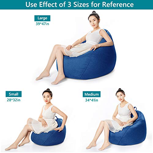 Bean Bag Chair Cover Only Without Filling - Extra Large, Stuffed Animal Storage&Memory Foam - Washable Premium Soft Cotton Linen, Sturdy Zipper Beanbag Case, Sack Bean Bag for Adults,Kids,Teens - Thumbnail 6