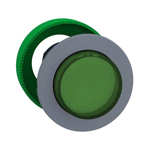 Bouton poussoir lumineux saillant vert tête ronde pour commande électrique