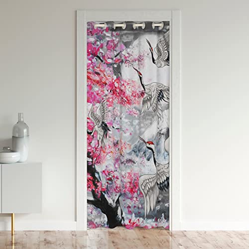Style Japonais Rideau de Porte 86x203cm Rideaux Interieur Salon Chambre pour Chambre Salon Rideaux Exterieur d'entrée Floral Botanique Rideau Occultant