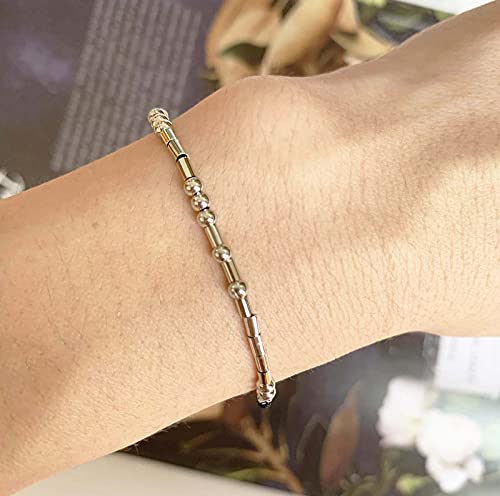 Morse Code Bracelets for Women, Silver Beads Adjustable Bracelet Inspirational Jewelry Gift4