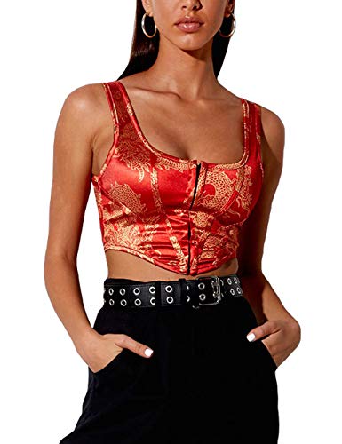Mujeres Sexy Bustier Crop Top Club Party Corset Top Camisola sin Mangas Strappy Cami Tops Cover