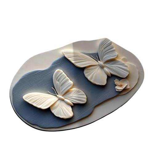 Acunny Tapis de sol Papillon, Tapis de Papillon pour Salle de Bain, Tapis de Sol - 3D Motif Réaliste Papillon Fleurs de Papillon Sporyat de Printemps Tapis de Décoration d'Intérieur Antidérapant pour