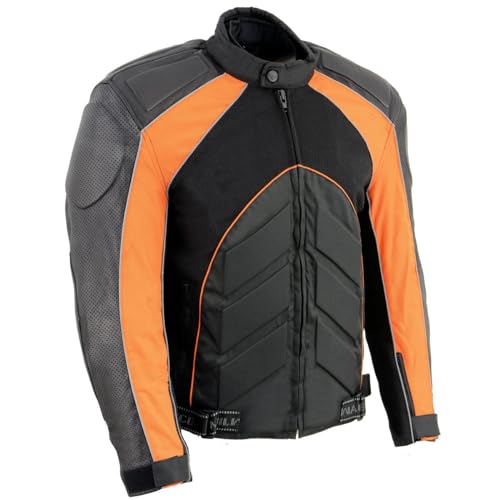 Image of NexGen SH2153 Men's Black CE Armored Motorcycle Textile and Leather Combo Jacket