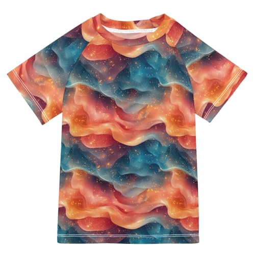 Kids Bathing Suit Short Sleeve Kids Rash Guard 3T Peach Teal Red